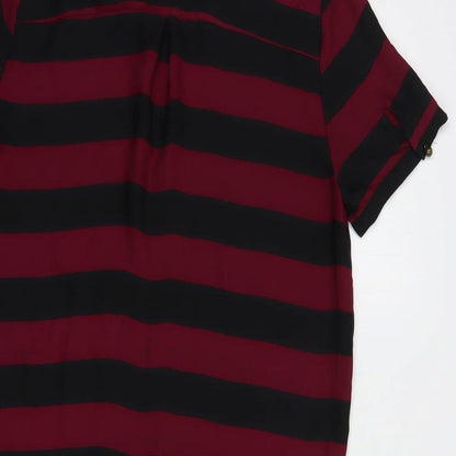 XXI Los Angeles Womens Purple Striped Polyester Tunic Blouse Size S Collared