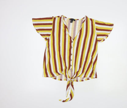 Womens UK Size 8 New Look Yellow Basic Blouse