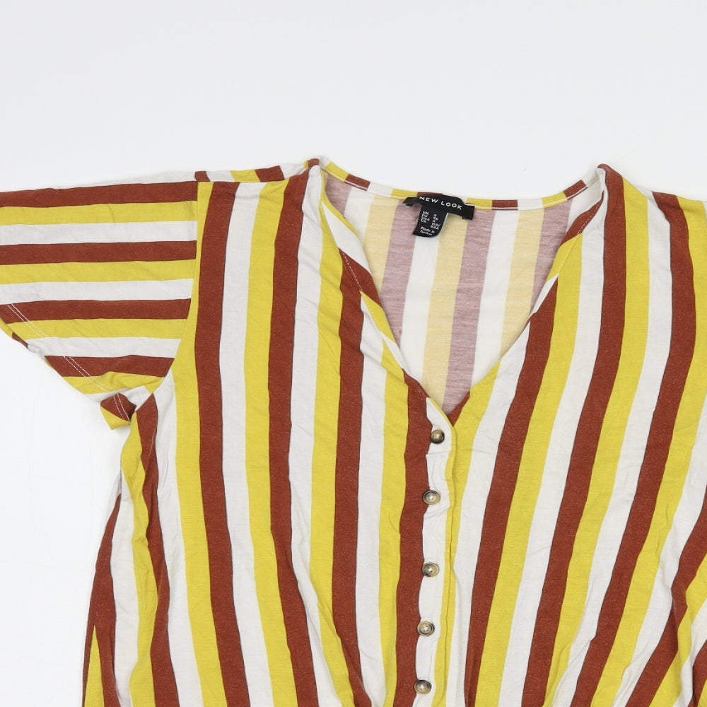 Womens UK Size 8 New Look Yellow Basic Blouse