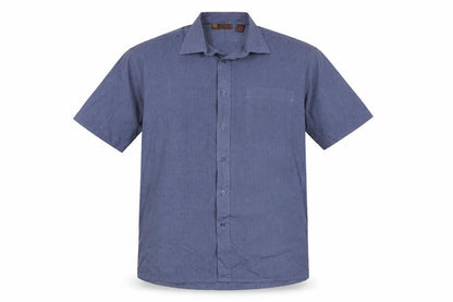 Mens UK Size L Hazard Blue  Button-Up Short Sleeve Casual Shirt