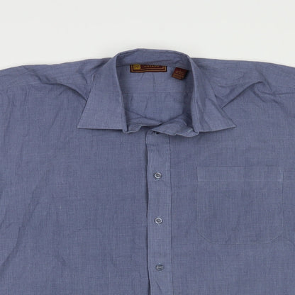 Mens UK Size L Hazard Blue  Button-Up Short Sleeve Casual Shirt