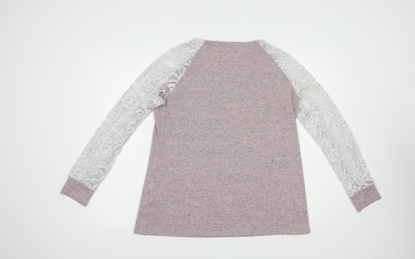 SheIn Womens Pink  Polyester Basic Blouse Size L Boat Neck - Lace Detail