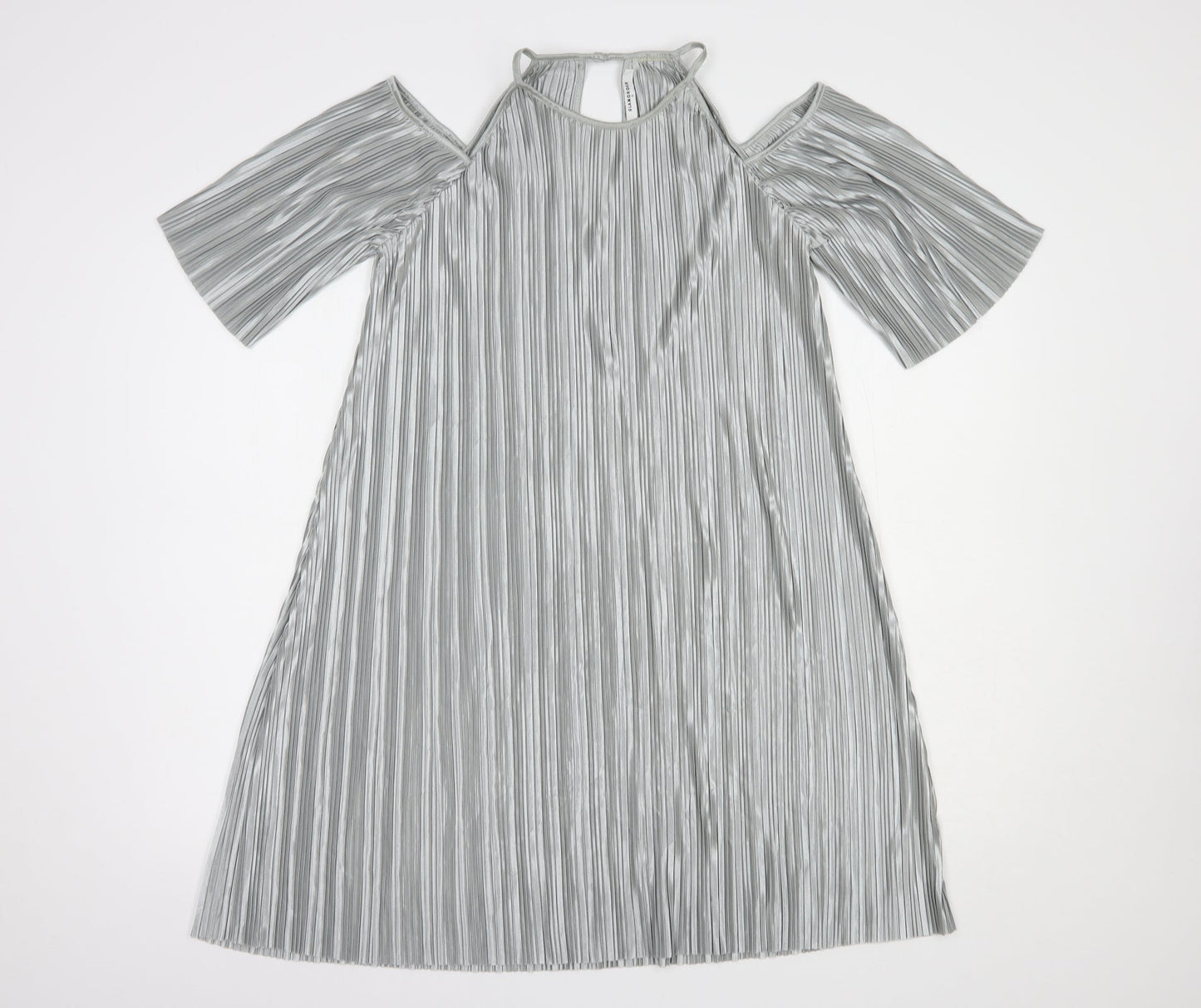 Glamorous Womens Silver  Polyester Shift  Size 10  Round Neck Button