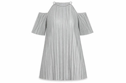 Glamorous Womens Silver  Polyester Shift  Size 10  Round Neck Button