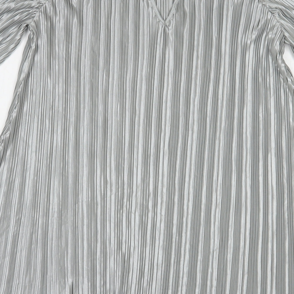 Glamorous Womens Silver  Polyester Shift  Size 10  Round Neck Button