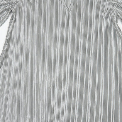 Glamorous Womens Silver  Polyester Shift  Size 10  Round Neck Button
