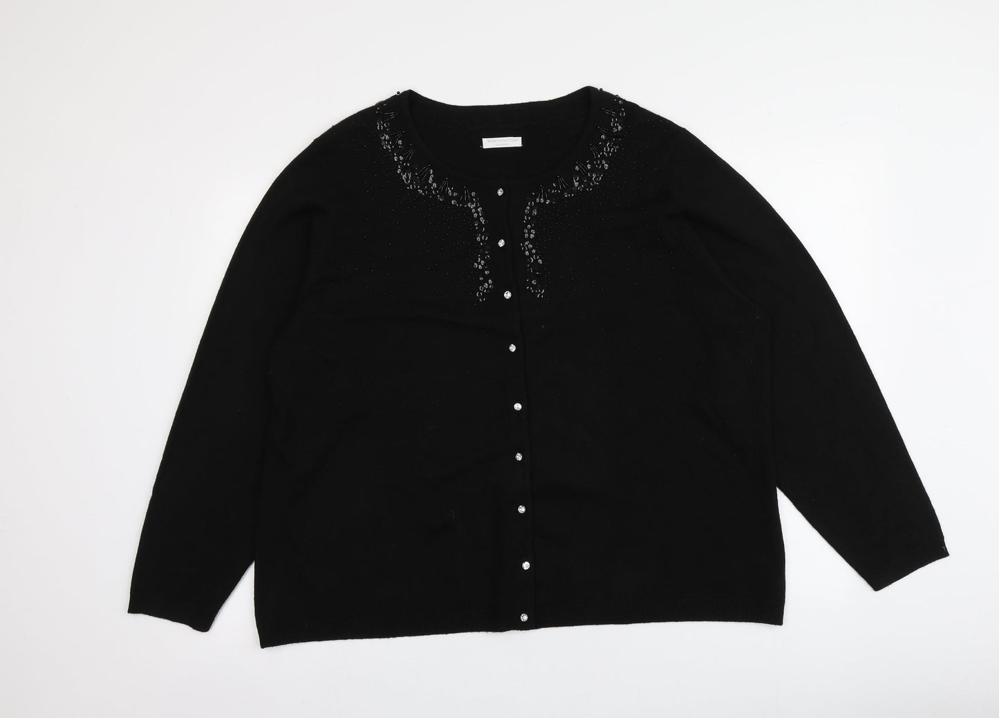 Worthington Womens Black Round Neck  Acrylic Cardigan Jumper One Size