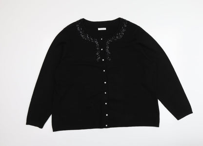 Worthington Womens Black Round Neck  Acrylic Cardigan Jumper One Size