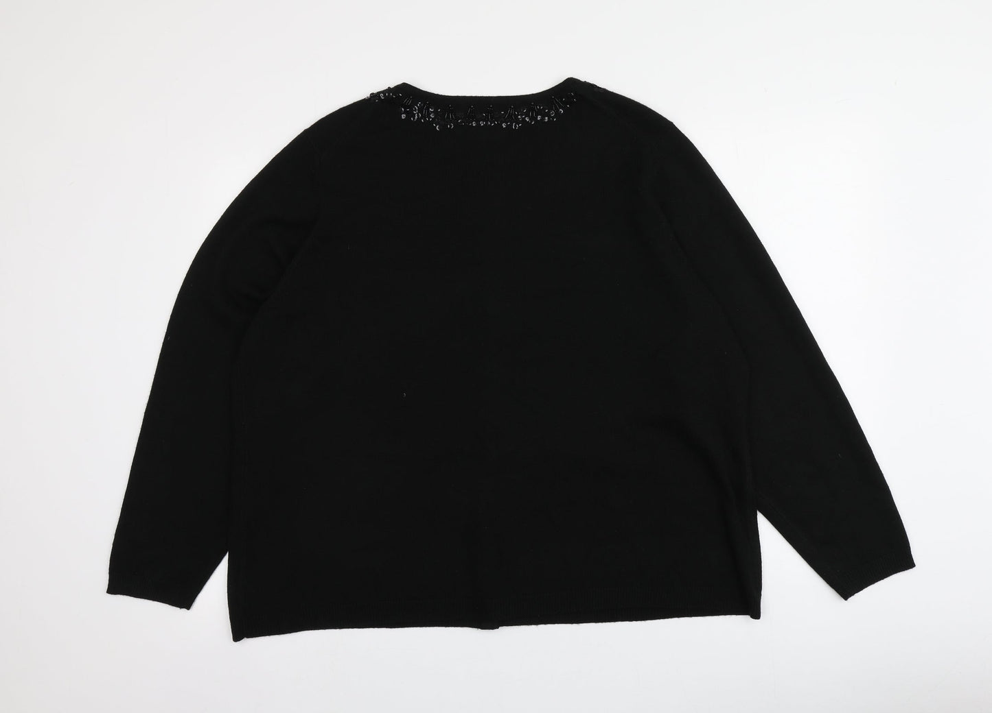 Worthington Womens Black Round Neck  Acrylic Cardigan Jumper One Size