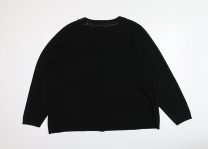 Worthington Womens Black Round Neck  Acrylic Cardigan Jumper One Size