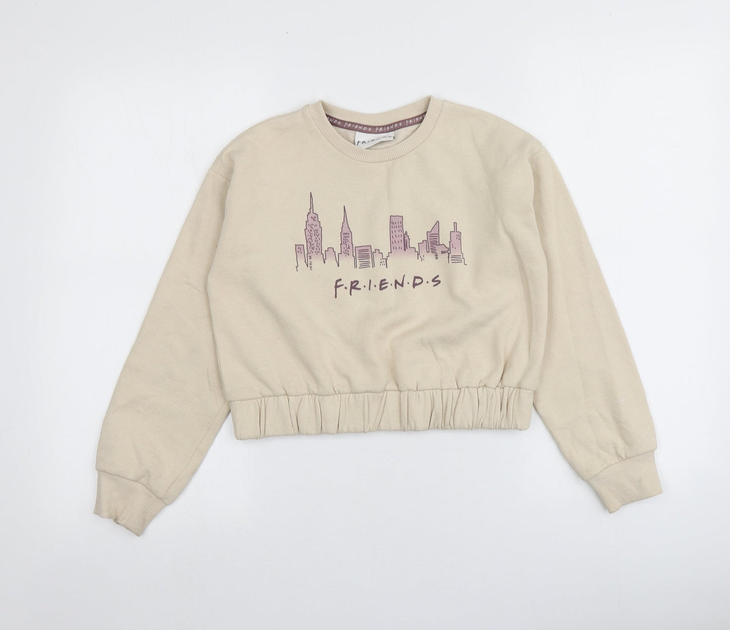 George Girls Beige Geometric Cotton Pullover Sweatshirt Size 9-10 Years   - Friends TV Series