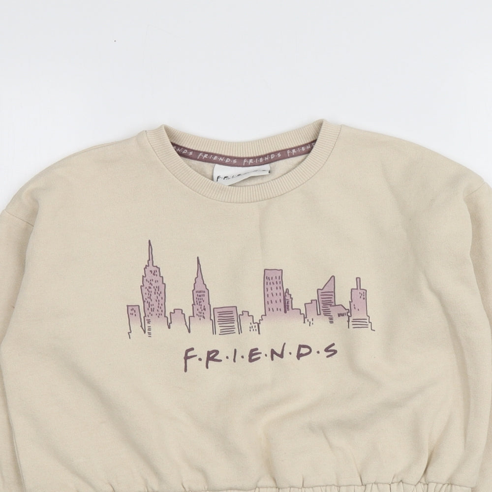 George Girls Beige Geometric Cotton Pullover Sweatshirt Size 9-10 Years   - Friends TV Series