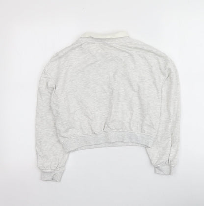 H&M Girls Grey Geometric Cotton Pullover Sweatshirt Size 11-12 Years