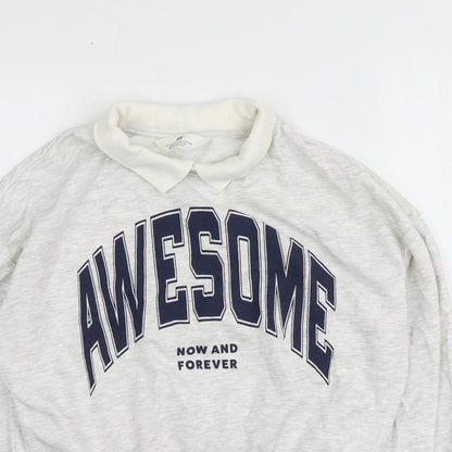 H&M Girls Grey Geometric Cotton Pullover Sweatshirt Size 11-12 Years