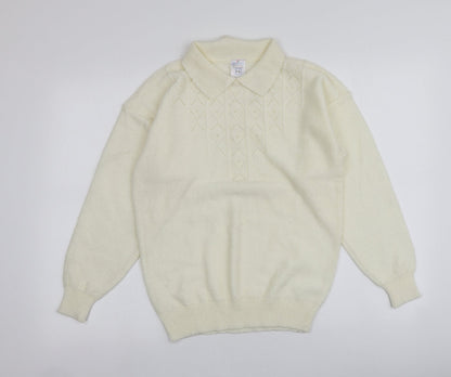 Littlewoods Womens Ivory Collared  Acrylic Pullover Jumper Size 14