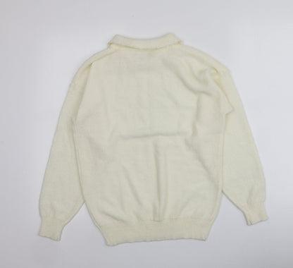 Littlewoods Womens Ivory Collared  Acrylic Pullover Jumper Size 14