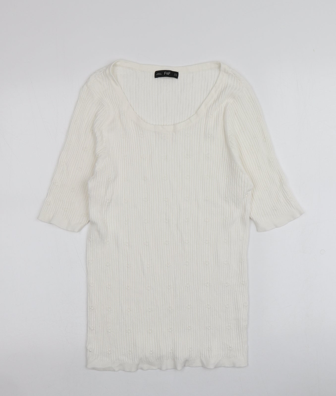 F&F Womens Ivory Round Neck  Acrylic Pullover Jumper Size 16