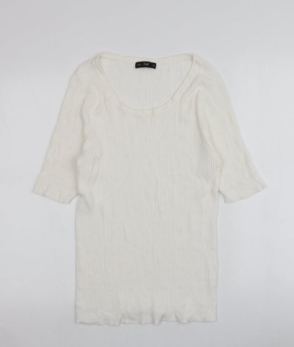 F&F Womens Ivory Round Neck  Acrylic Pullover Jumper Size 16
