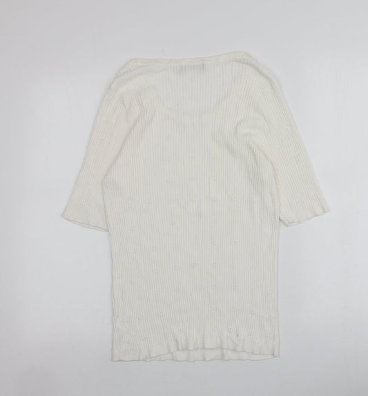 F&F Womens Ivory Round Neck  Acrylic Pullover Jumper Size 16