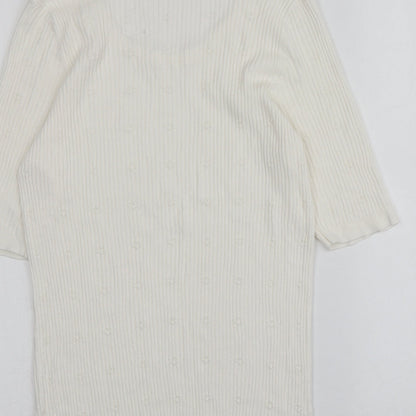 F&F Womens Ivory Round Neck  Acrylic Pullover Jumper Size 16