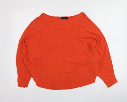 C.Valentyne Womens Orange  Viscose Basic Blouse One Size Square Neck