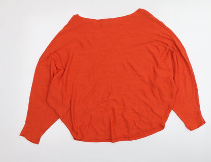 C.Valentyne Womens Orange  Viscose Basic Blouse One Size Square Neck