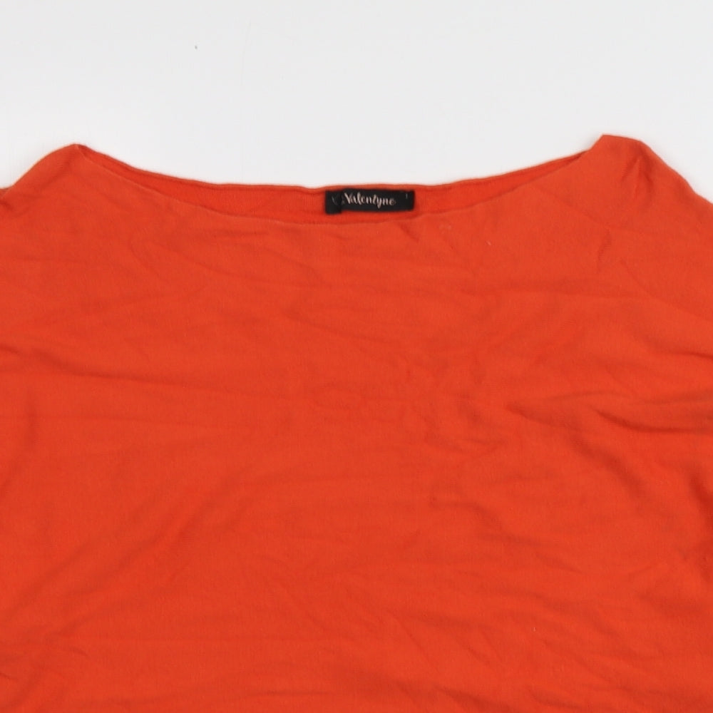 C.Valentyne Womens Orange  Viscose Basic Blouse One Size Square Neck