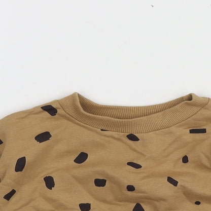 Pepco  Brown Polka Dot 100% Cotton Basic T-Shirt Size 3-6 Months Round Neck