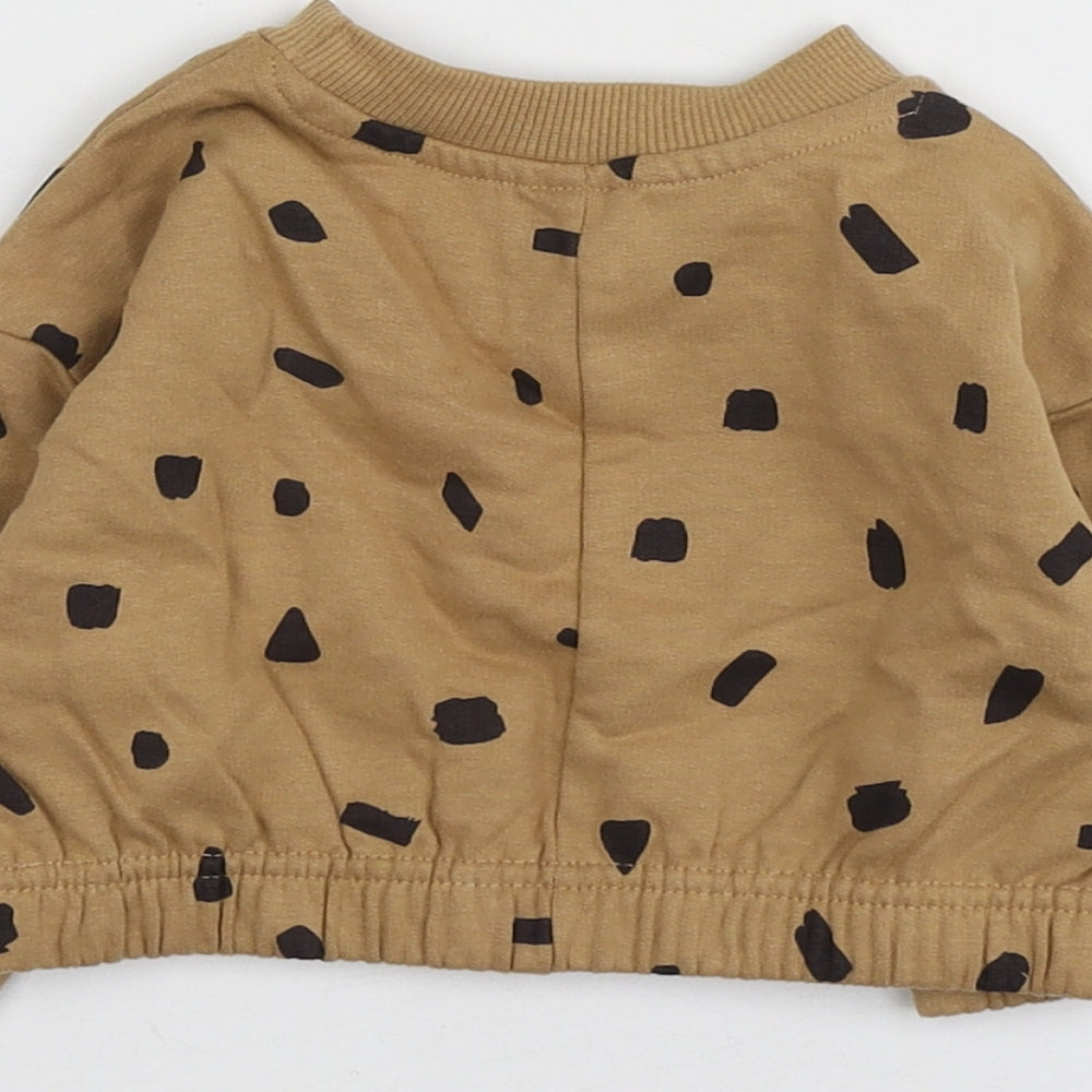 Pepco  Brown Polka Dot 100% Cotton Basic T-Shirt Size 3-6 Months Round Neck