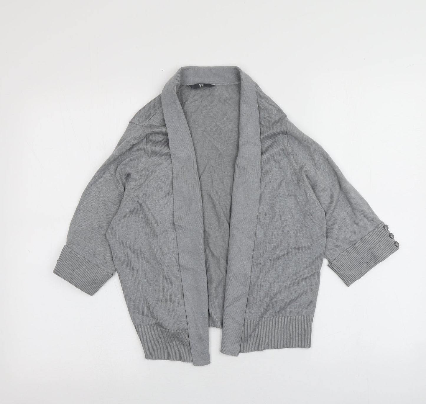 BHS Womens Grey V-Neck  Viscose Cardigan Jumper Size 16