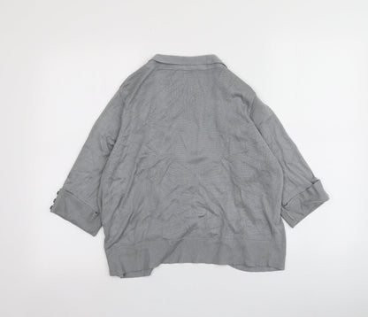 BHS Womens Grey V-Neck  Viscose Cardigan Jumper Size 16