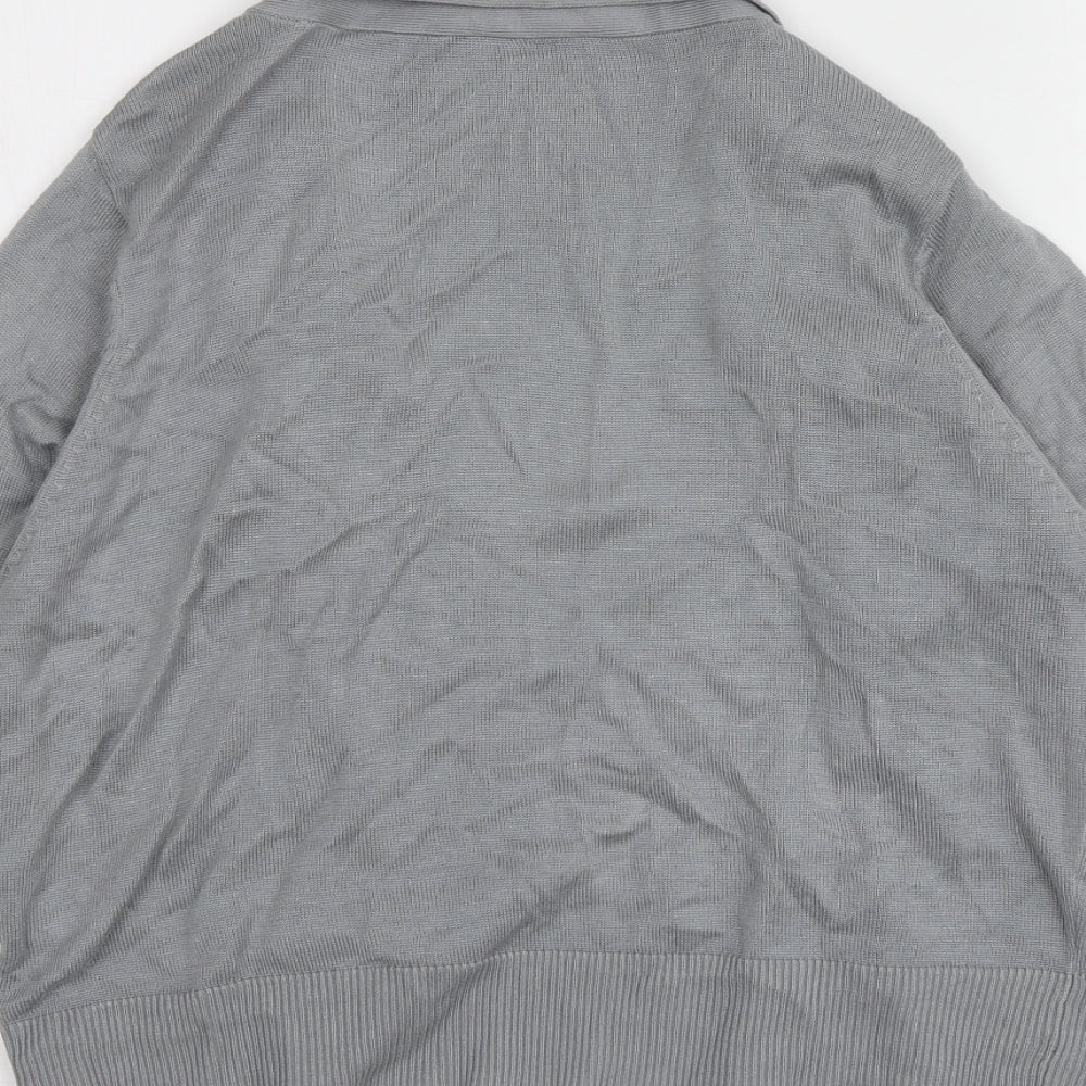 BHS Womens Grey V-Neck  Viscose Cardigan Jumper Size 16