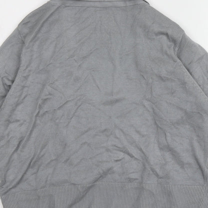 BHS Womens Grey V-Neck  Viscose Cardigan Jumper Size 16