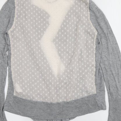 Gharani Strok Womens Grey V-Neck  Viscose Cardigan Jumper Size 10