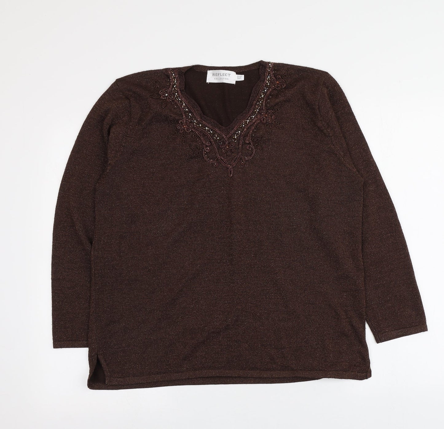 Womens UK Size M Reflect Brown Pullover Jumper
