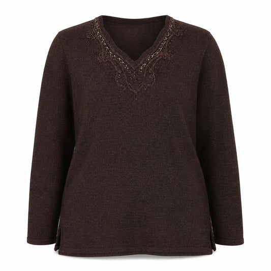 Womens UK Size M Reflect Brown Pullover Jumper