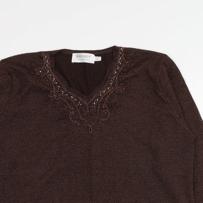 Womens UK Size M Reflect Brown Pullover Jumper