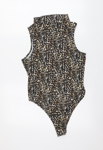 Primark Womens Multicoloured Animal Print Polyester Bodysuit One-Piece Size 12