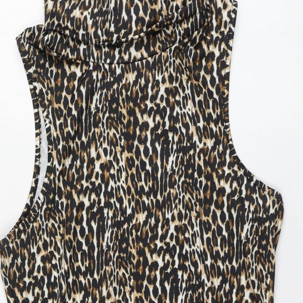 Primark Womens Multicoloured Animal Print Polyester Bodysuit One-Piece Size 12