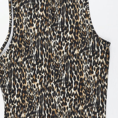 Primark Womens Multicoloured Animal Print Polyester Bodysuit One-Piece Size 12