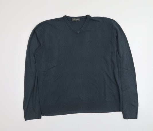 M&S Mens Grey V-Neck  Acrylic Pullover Jumper Size XL