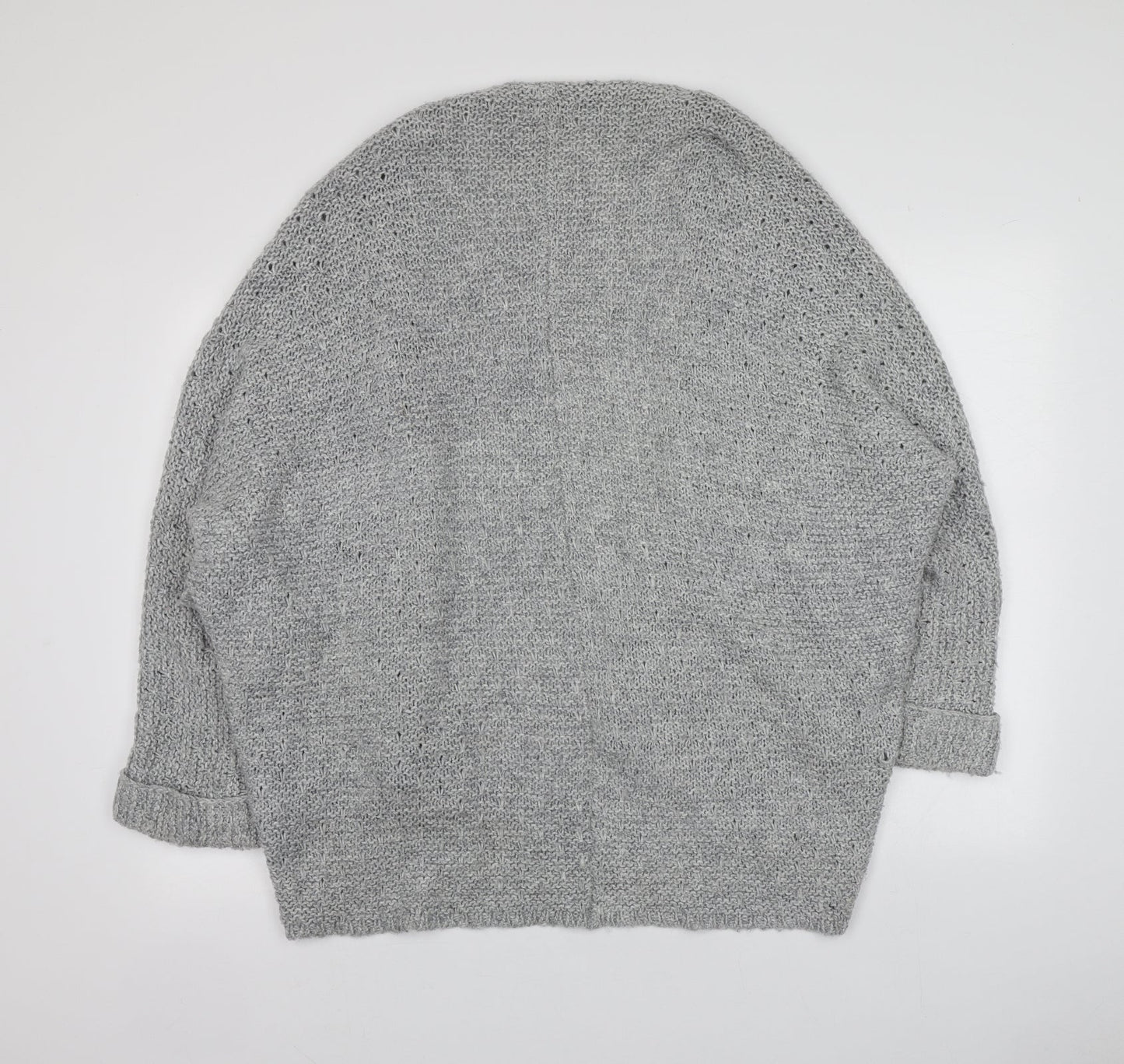 TU Womens Grey V-Neck  Acrylic Cardigan Jumper Size L