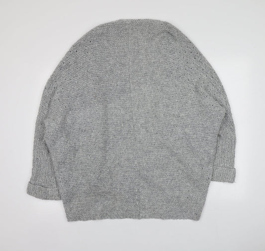 TU Womens Grey V-Neck  Acrylic Cardigan Jumper Size L