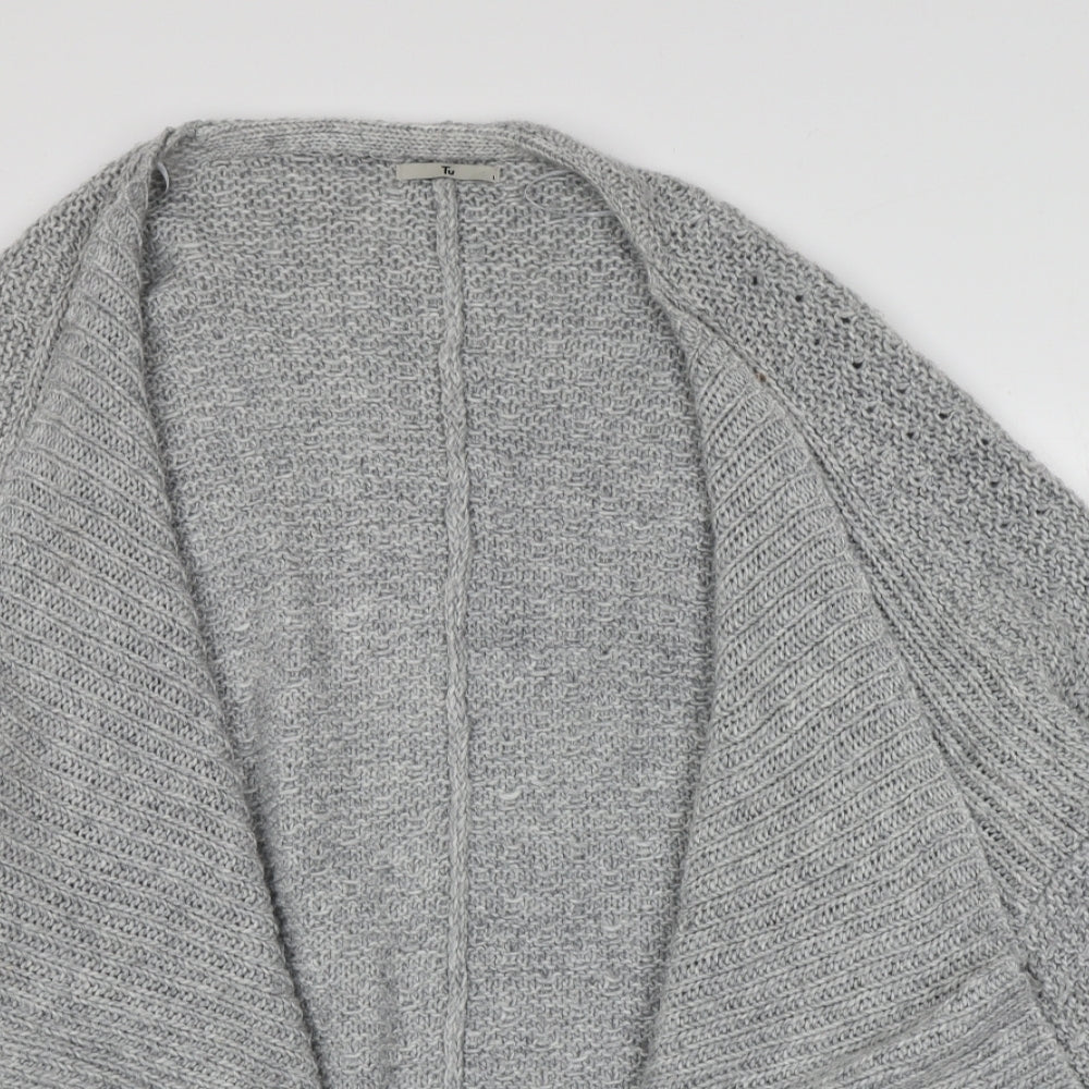 TU Womens Grey V-Neck  Acrylic Cardigan Jumper Size L