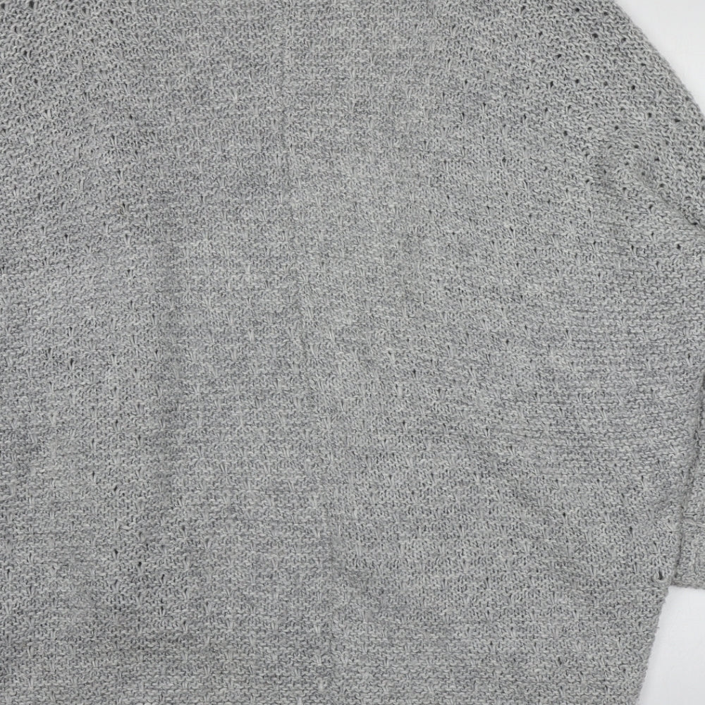 TU Womens Grey V-Neck  Acrylic Cardigan Jumper Size L