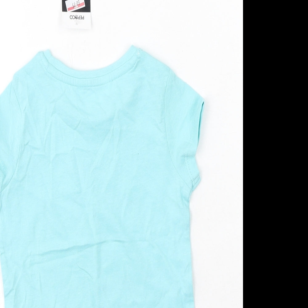 Pep & Co Baby Blue  Cotton Basic T-Shirt Size 12-18 Months Round Neck  - Animals