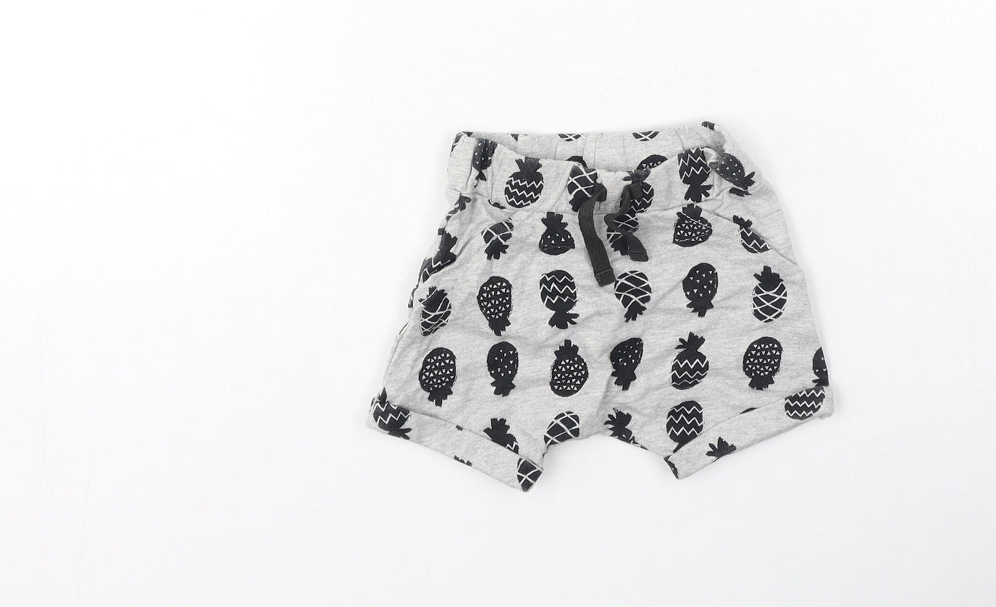 George  Baby Grey  Cotton Cropped Trousers Size 0-3 Months   - pineapples