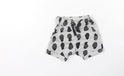 George  Baby Grey  Cotton Cropped Trousers Size 0-3 Months   - pineapples