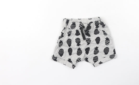 George  Baby Grey  Cotton Cropped Trousers Size 0-3 Months   - pineapples