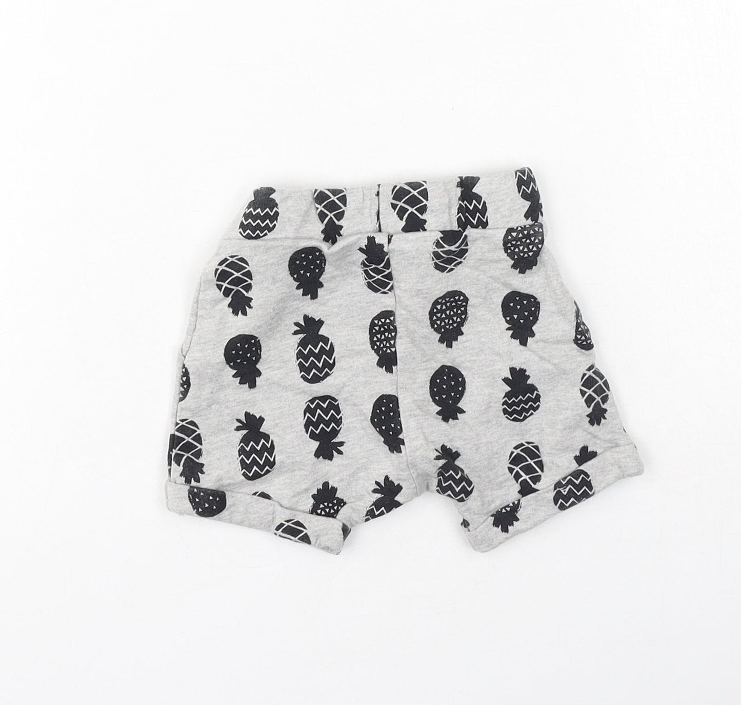 George  Baby Grey  Cotton Cropped Trousers Size 0-3 Months   - pineapples